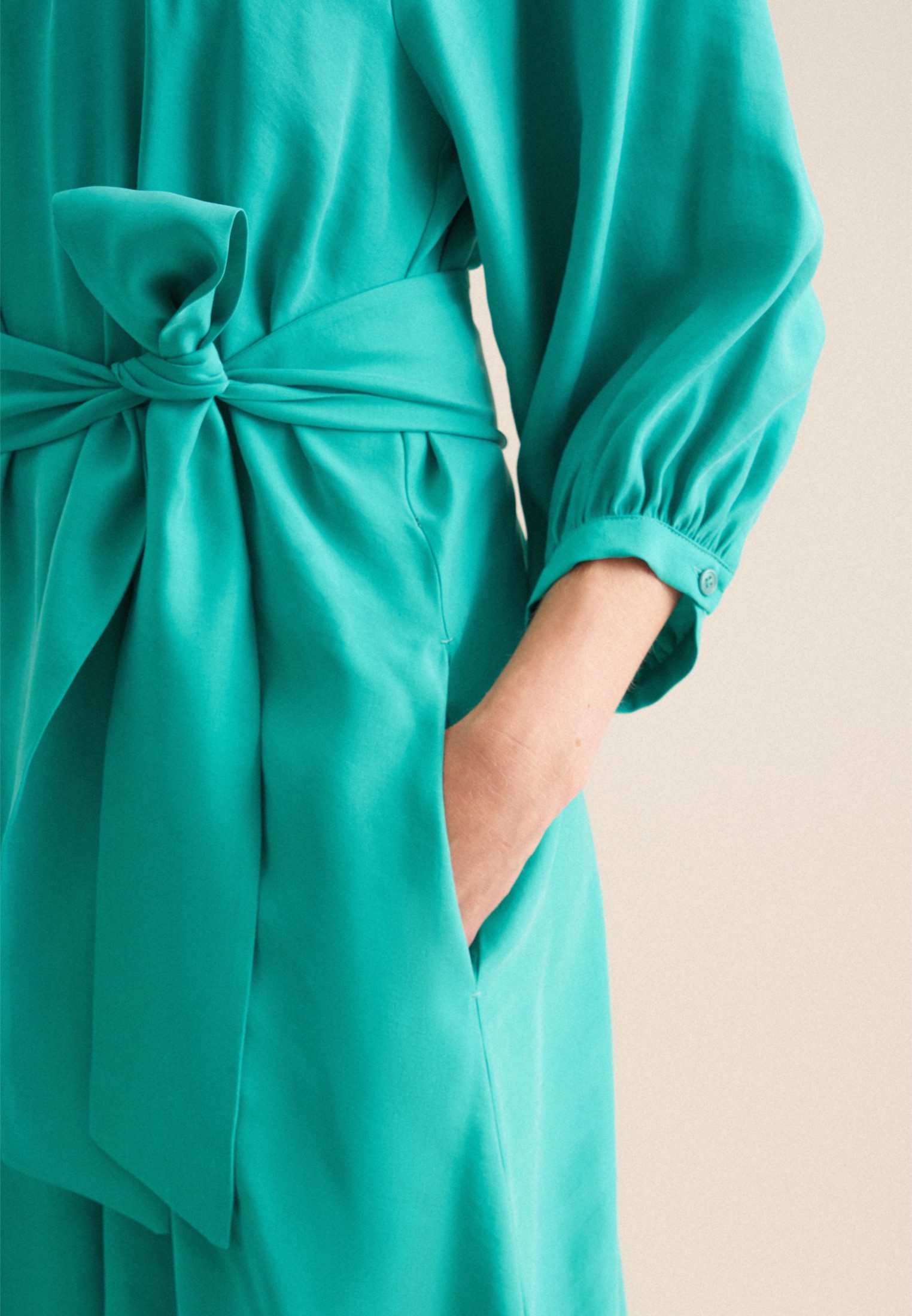 seidensticker Sommerkleid Schwarze Rose 3/4-Arm Rundhals Uni