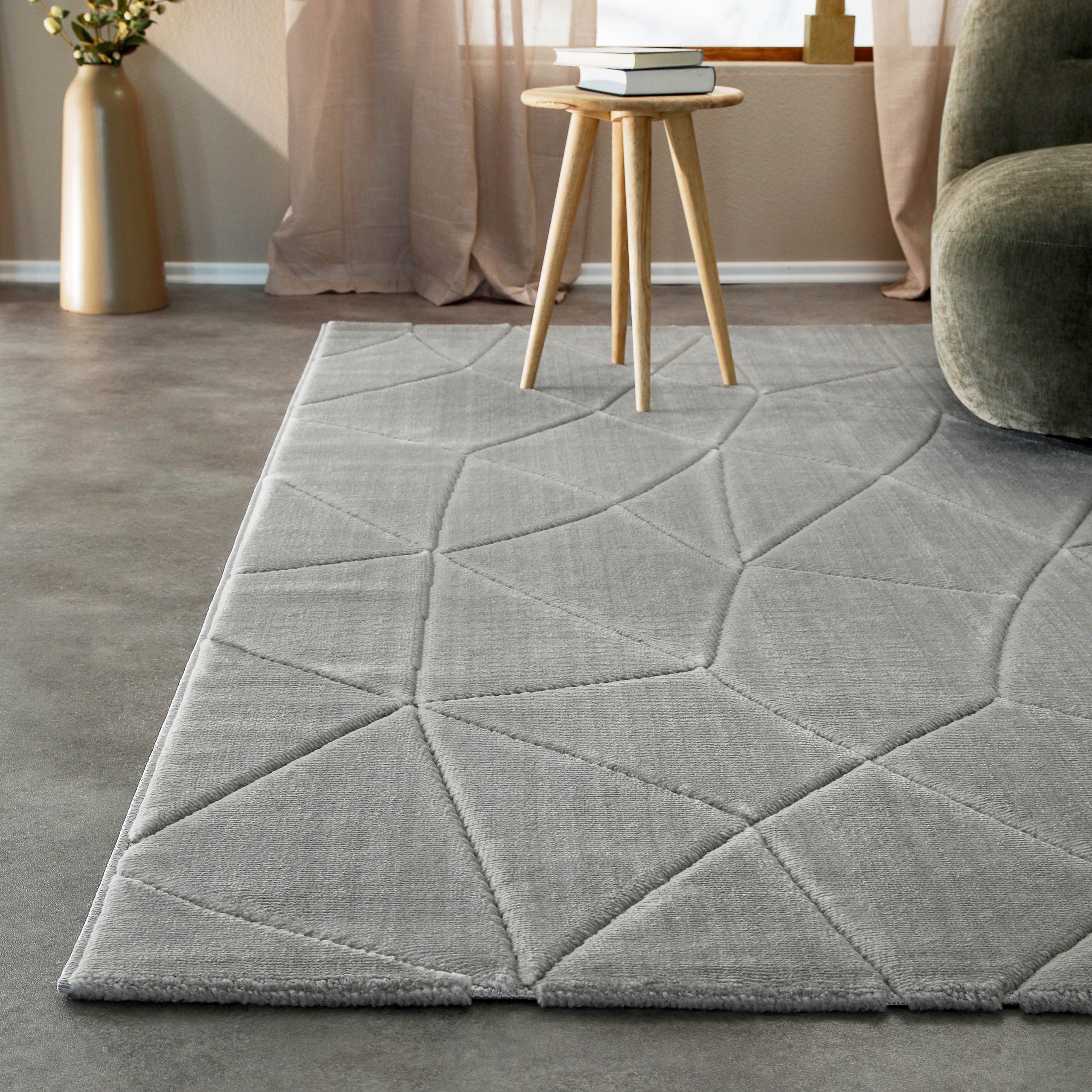 Wecon home Teppich Unplugged, auch in quadratischer Form, rechteckig, Höhe: 10 mm, Kurzflor, Hoch Tief Struktur, gewebt, Wohnzimmer, Schlafzimmer, modern