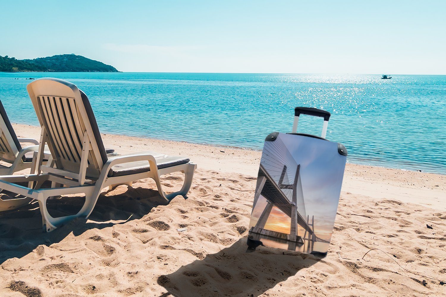 rollen, Ferien, Reisetasche für mit 4 Lissabon Trolley, Brücke - - Reisekoffer Handgepäck Portugal, Handgepäckkoffer MuchoWow Rollen,