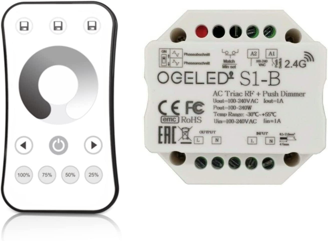 Ogeled LED Dimmer Universal Funk Dimmer Unterputz Smart-Home-Zubehör