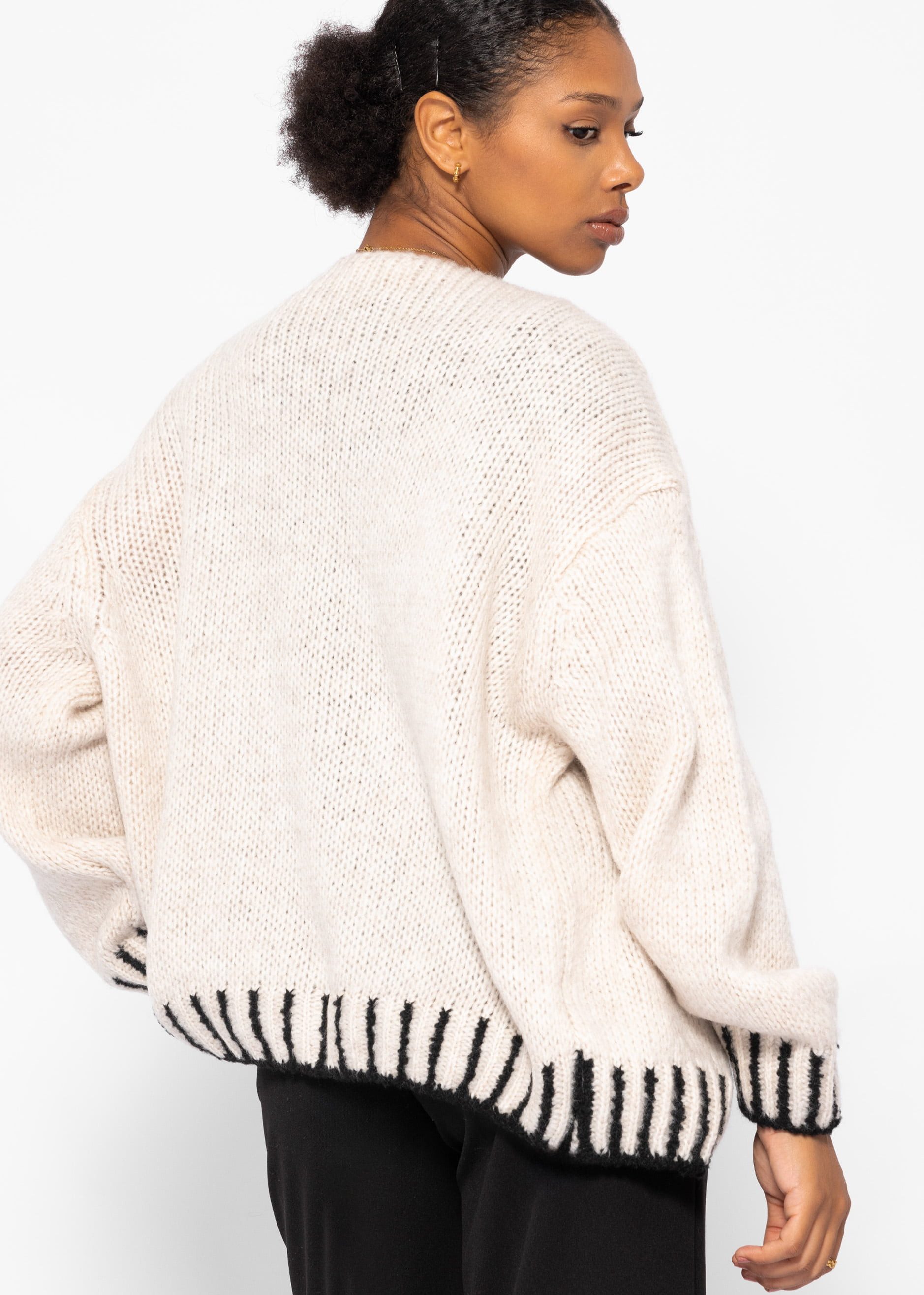 SASSYCLASSY Cardigan Lässiger Strick Cardigan mit betontem Saum, Made in Italy