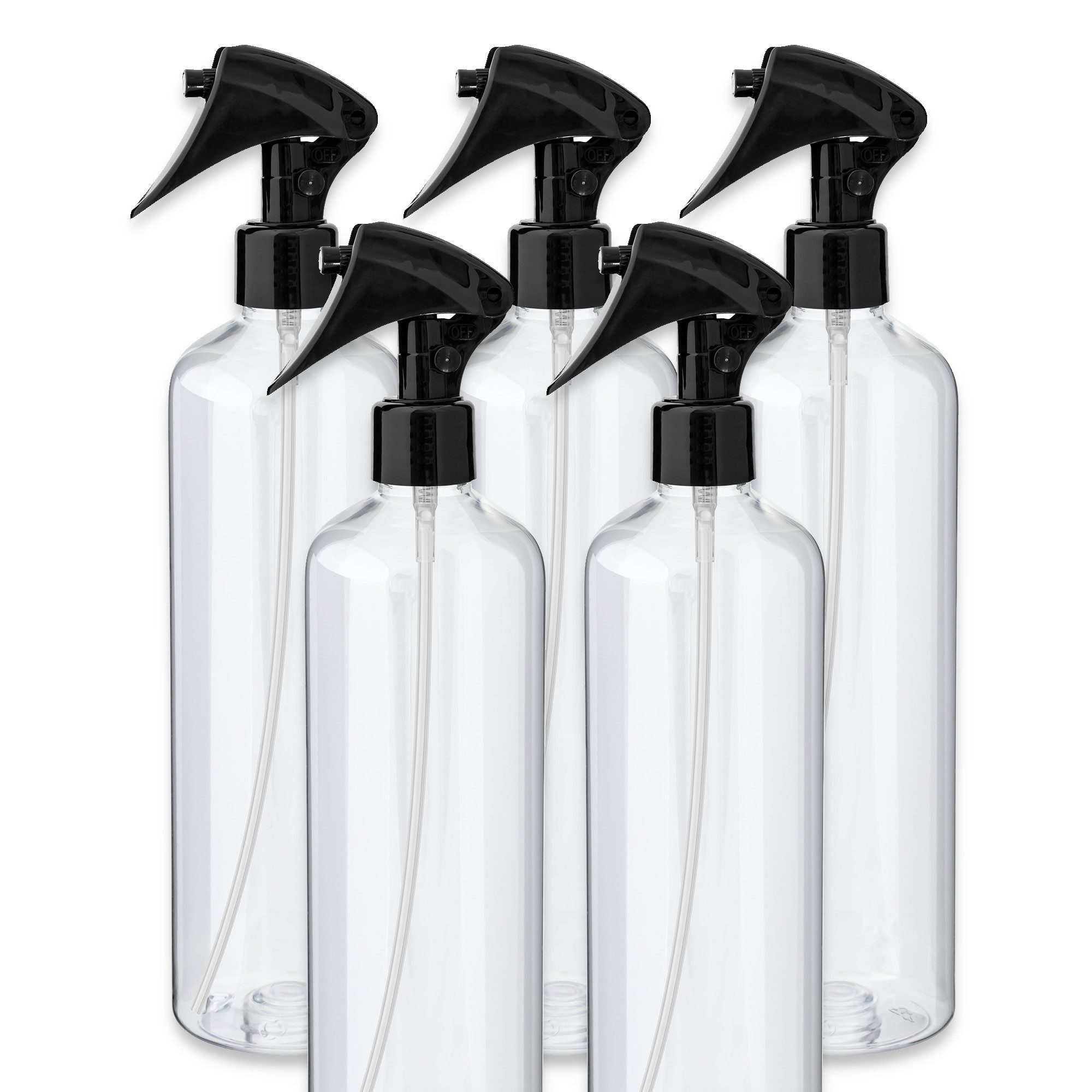CK Verpackung GmbH Sprühflasche 5x Kunststoffflasche PET 500 ml mit schwarzem Mini-Trigger Zerstäuber, (Set x5)