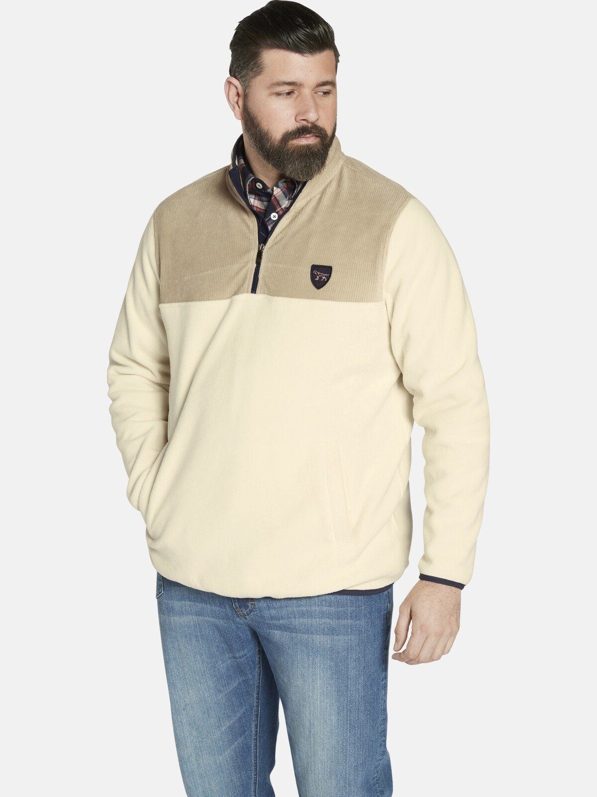 Charles Colby Fleecepullover DUKE DILLEN Details aus Cord