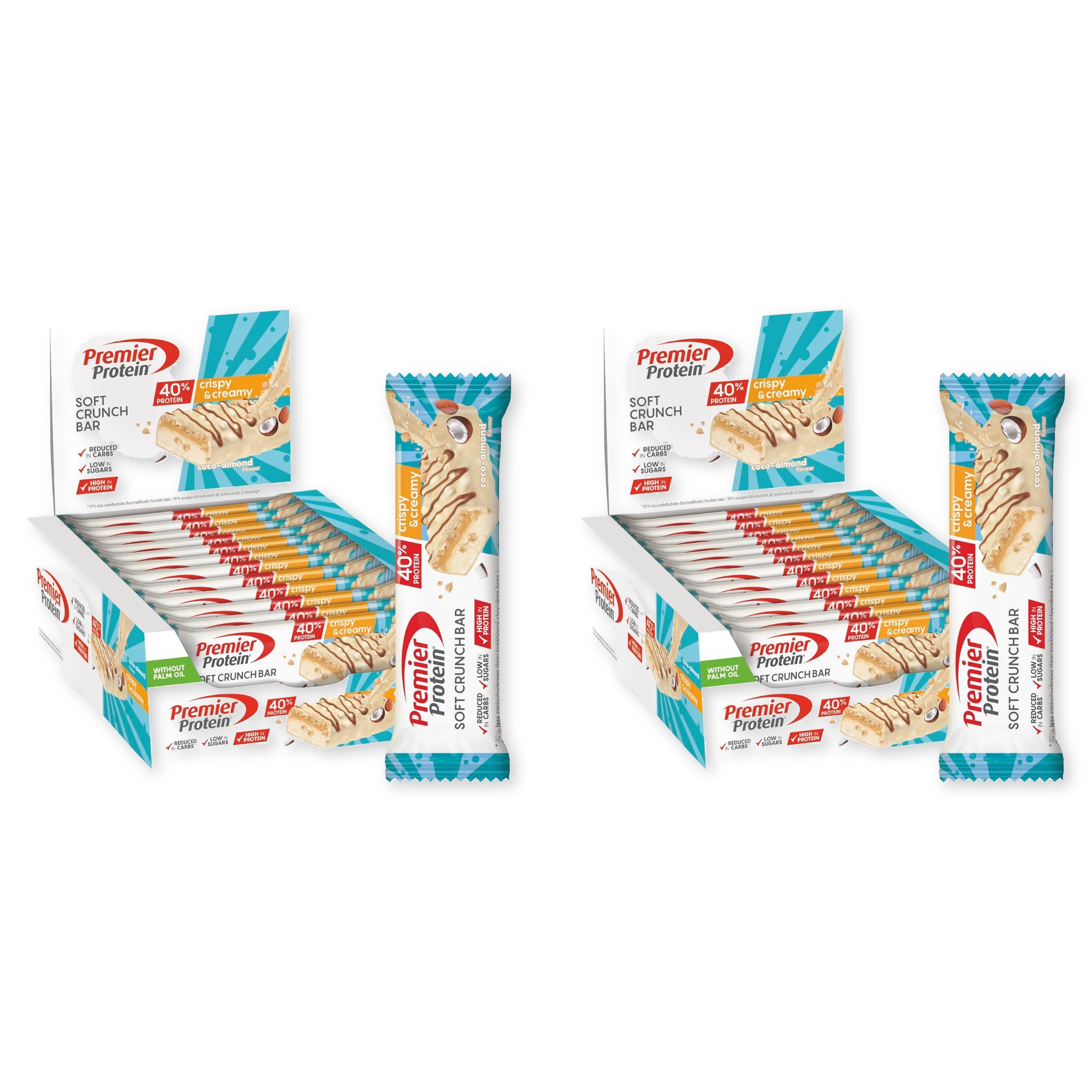 Premier Protein 24x40g Energieriegel Soft Crunch Bar 40% Coco Almond Riegel, 24 er 24 St., 960 g