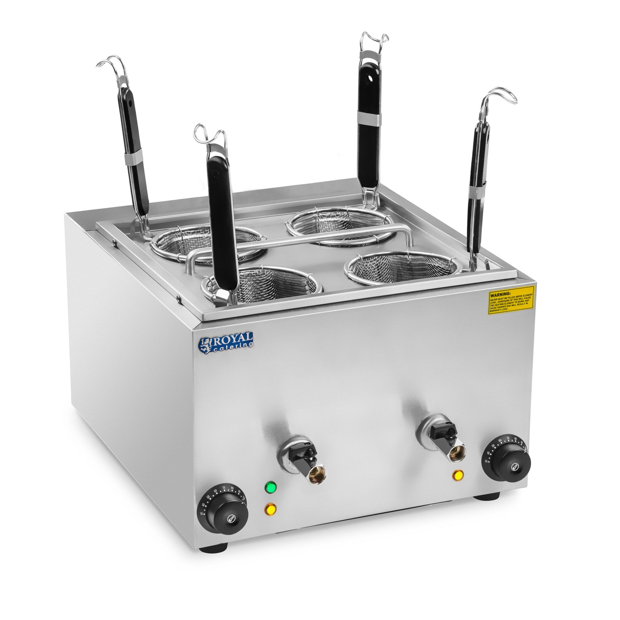 Royal Catering Spaghettitopf Nudelkocher Elektro Pastakocher Teigwarenkocher 4 Körben 0 5 kg 3000 W, Edelstahl, verschiedene Größen