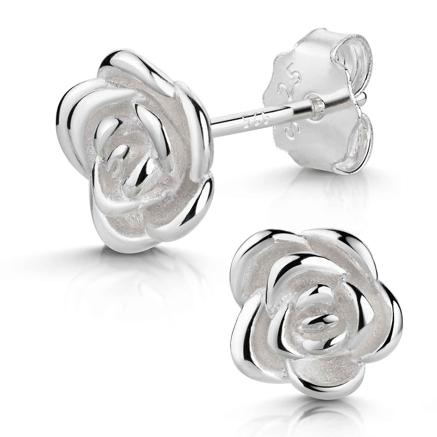 Materia Paar Ohrstecker Rosen Blüten Ohrringe Silber teilmattiert SO-166, 9 günstig online kaufen