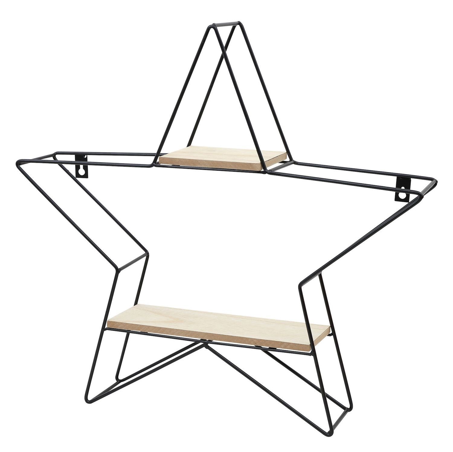 Expo Börse Regal Metallregal Stern schwarz mit 2 Holzablagen 50 cm Standregal Wandregal