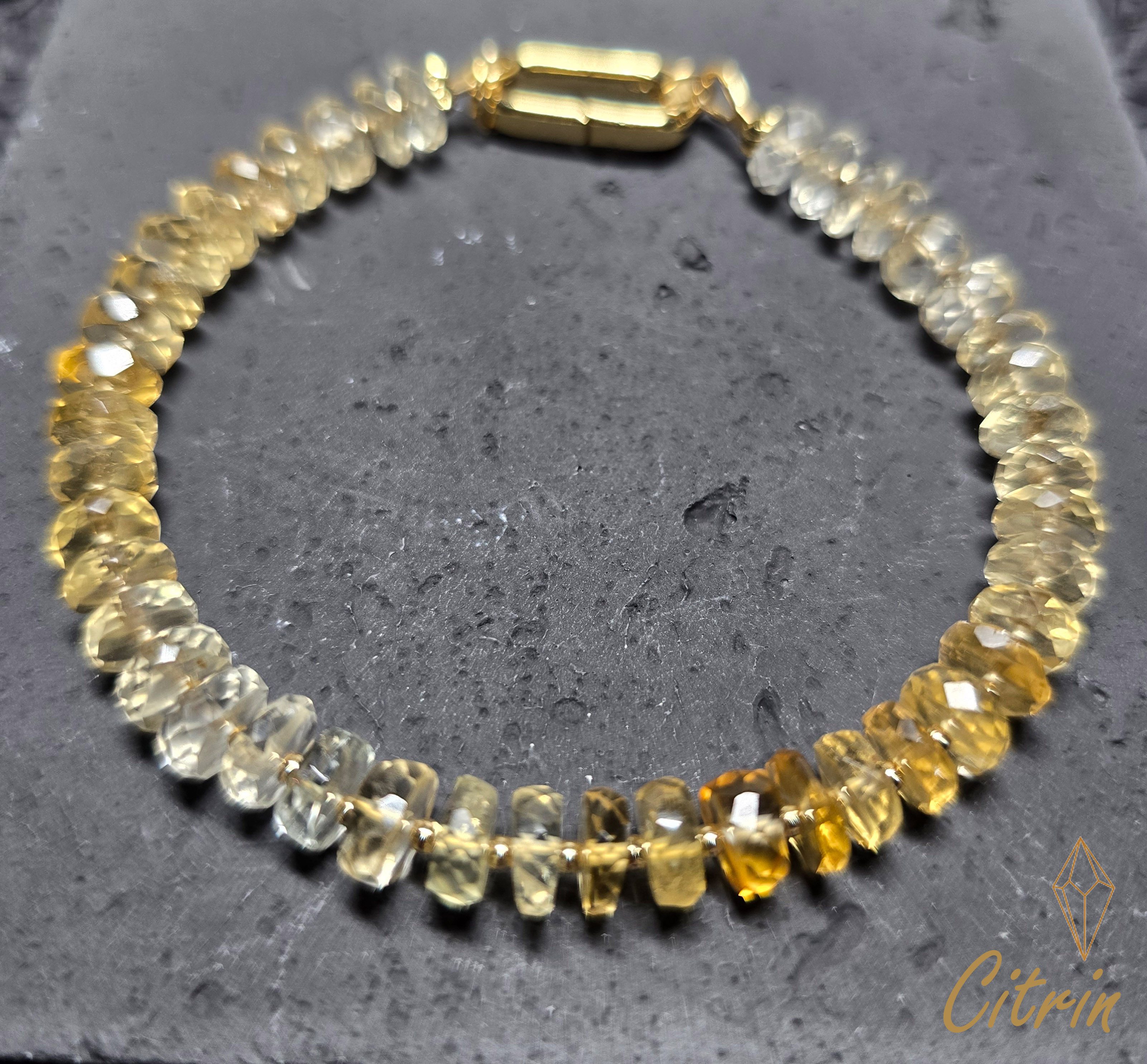 GOLDEN Charm-Armband Edelstein Citrin facettierte Rondelle günstig online kaufen
