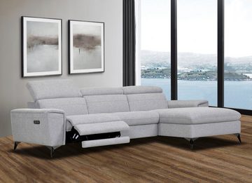 Places of Style Ecksofa Theron, L-Form, 263 cm, elektrische Relaxfunktion, USB-Anschluss, manuelle Kopfteilverstellung