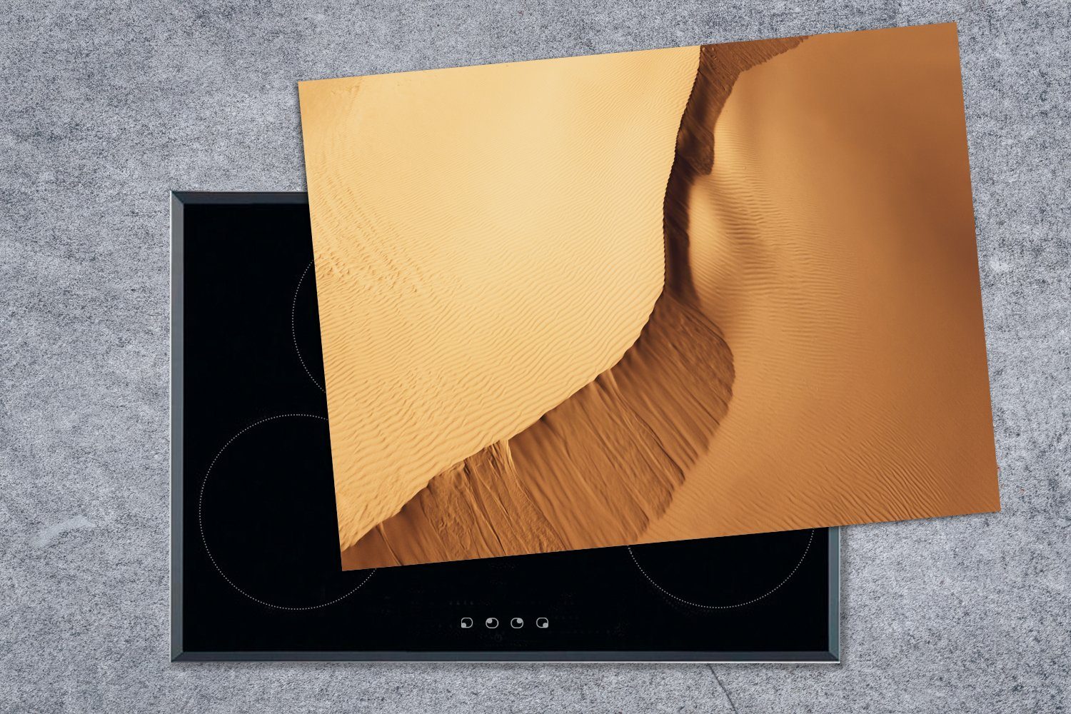 MuchoWow Herdblende-/Abdeckplatte Luftaufnahme von Sanddünen der Mobile in tlg), nutzbar, Sahara, (1 Ceranfeldabdeckung 70x52 Arbeitsfläche Vinyl, cm