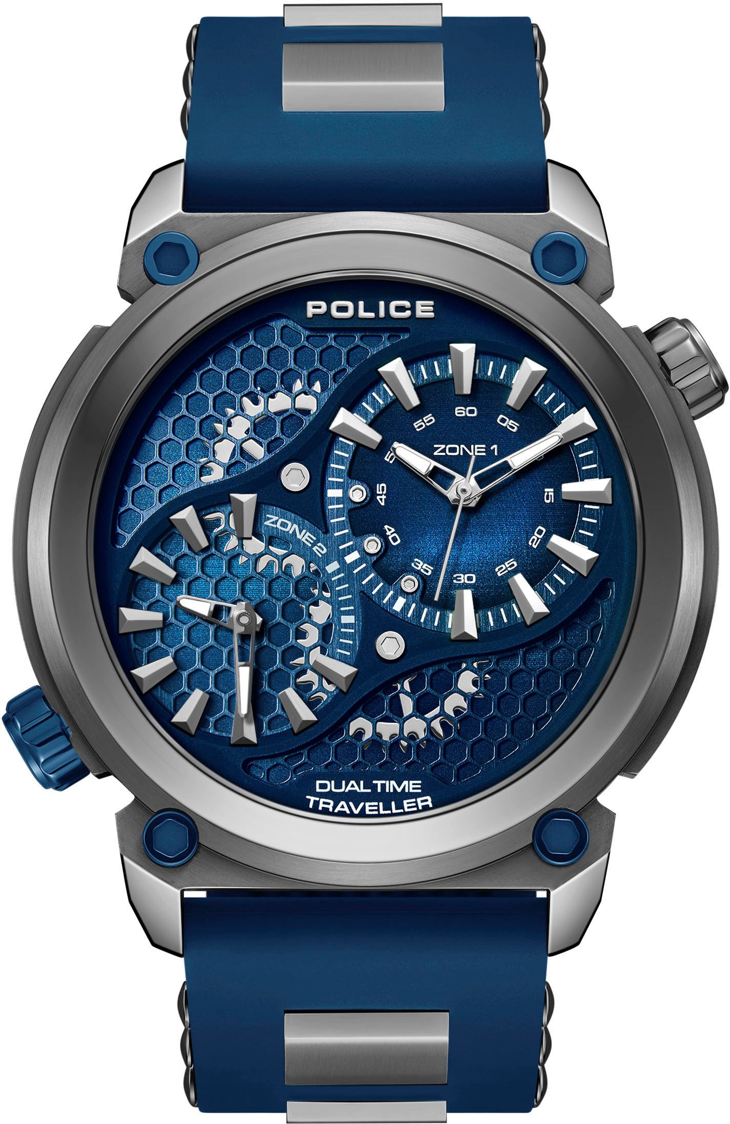 Police Multifunktionsuhr BOA PEWGM0071803, Quarzuhr, Armbanduhr, Herrenuhr, Silikonarmband, analog, Dualzeit