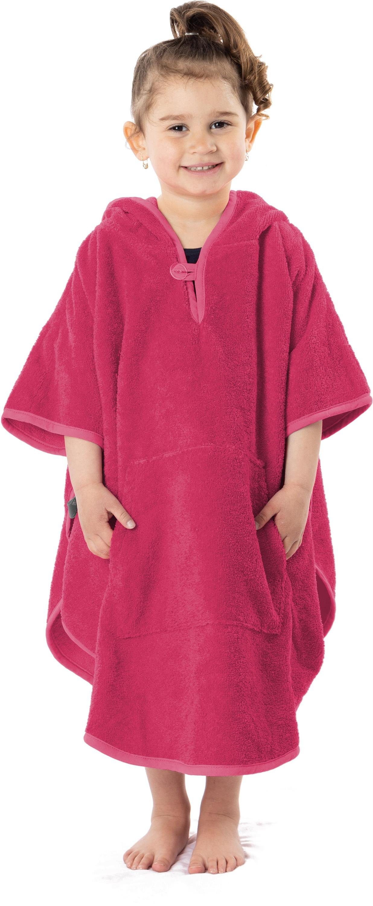 normani Badeponcho Badeponcho für Kinder (70 cm x 75 cm), Mischfaser, Kapuze, Schlupf, mit Kapuze Pink | Badeponchos