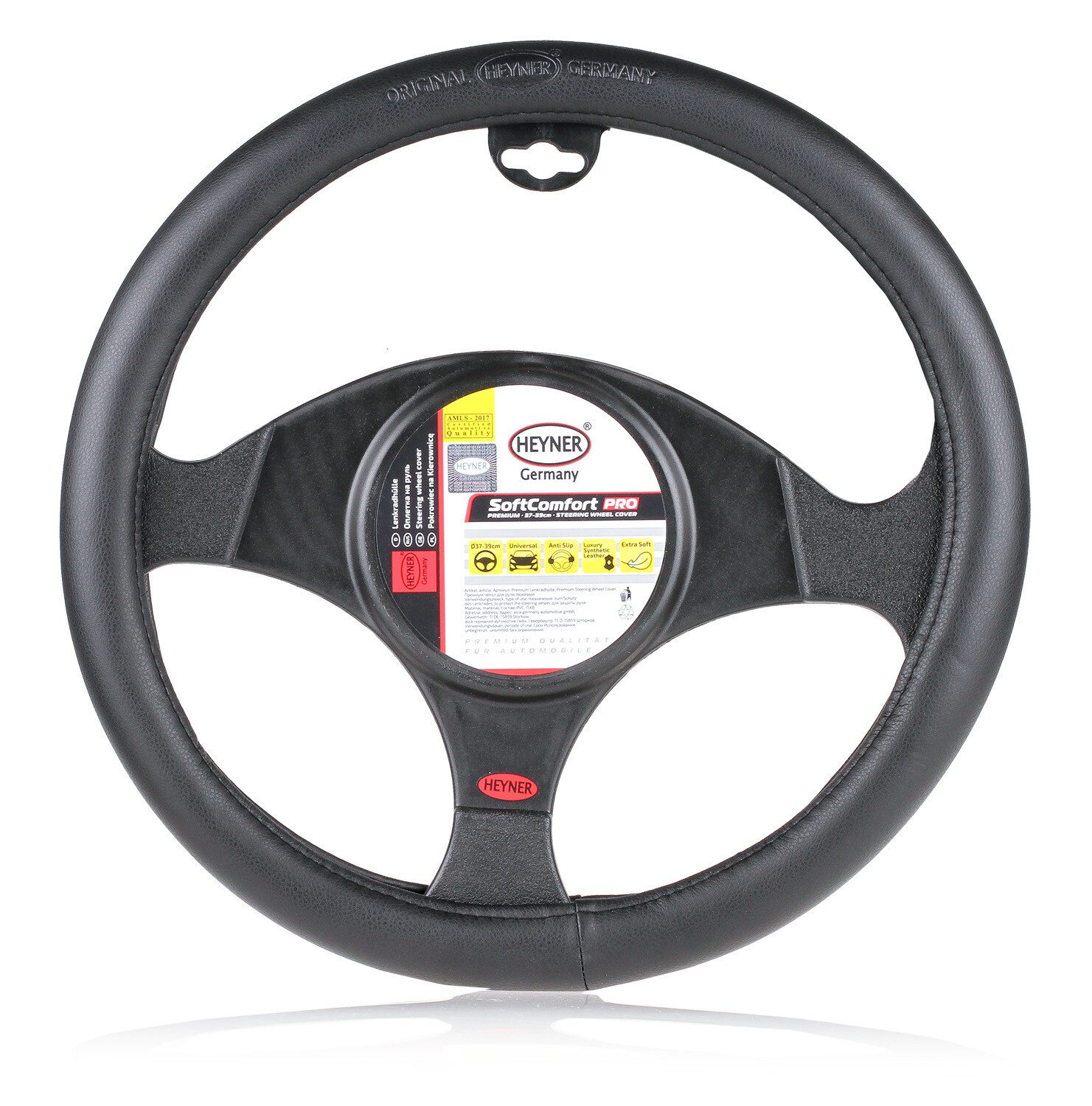 HEYNER Lenkradbezug Lenkradhülle Auto schwarz 37-39 cm elegant Lenkradschoner weich Leder, (1-tlg)
