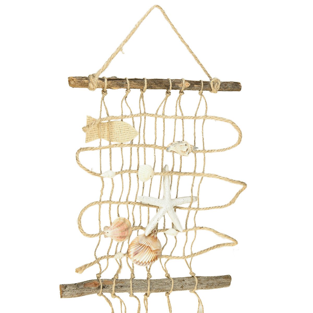 Kaemingk Dekofigur Fischernetz Jute Muscheln Holz Deko 25×55cm Hängend
