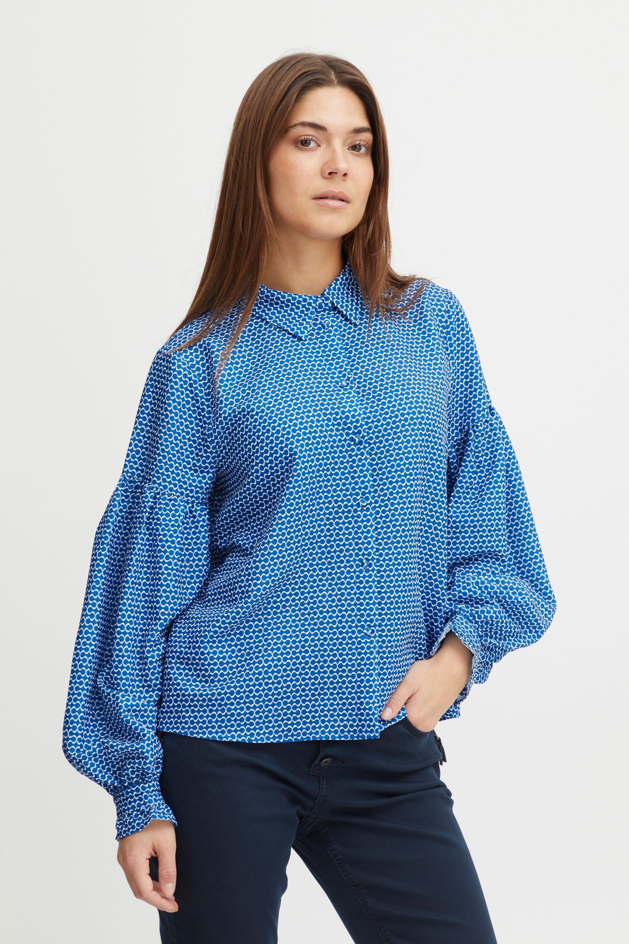 Jeans Pulz - (201345) Langarmbluse PZSAVINO Shirt 50207178 Blue Printed