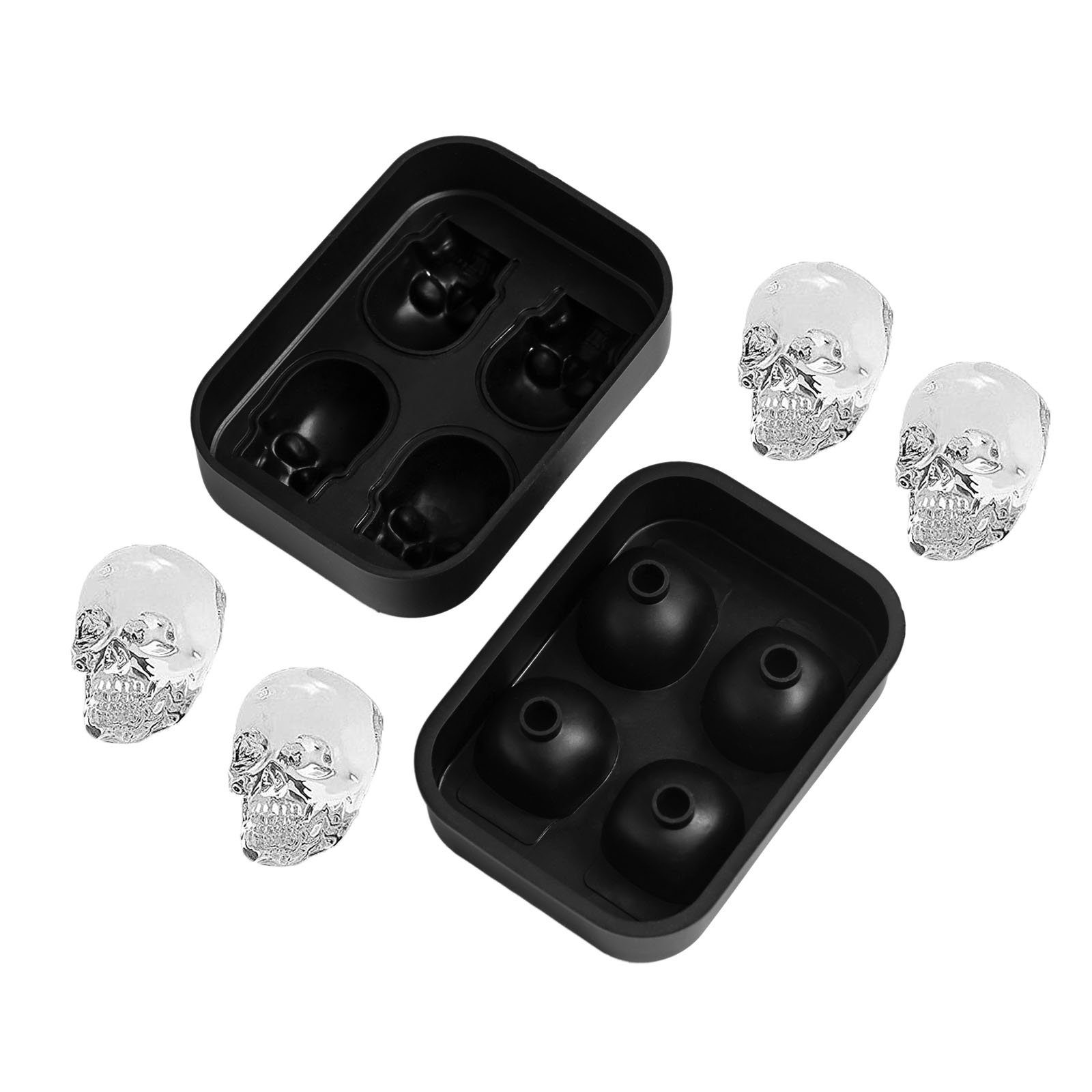 HAC24 Eiswürfelform Silikonform Totenkopf Eiswürfelbehälter Eiswürfel, (Set 2-tlg), mit Trichter