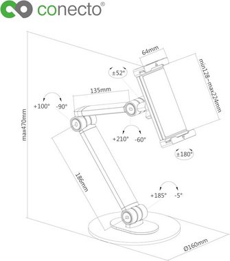 conecto conecto Tablet-Ständer, 360° drehbar, 4.7" bis 12.9" Tablets, bis zu Tablet-Halterung