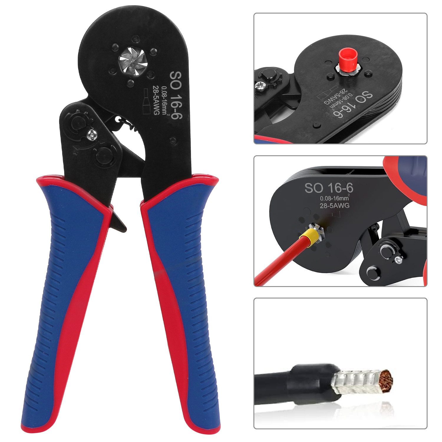 OSTWOLKE Crimpzange mit 1200tlg 0,08-16mm² Aderendhülsen Set Aderendhülsenzange Presszange