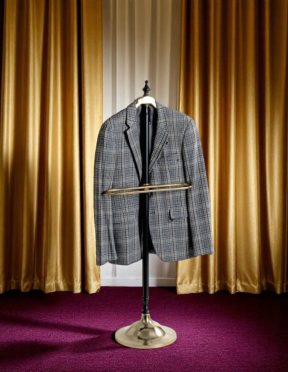 HAKU Herrendiener Anzugständer, Dressboy, Kleiderboy, Kleiderbutler, Stiller Diener, (1 St), freiform - aus Metall gold, schwarz -B/T/H 45/32/130 cm