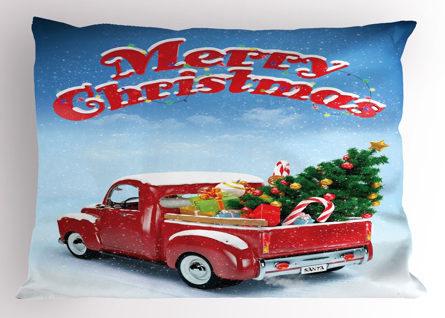 King Standard Size Pickup-Truck (1 Gedruckter Weihnachten Dekorativer Stück), Aufwändige Kissenbezug, Kissenbezüge Abakuhaus
