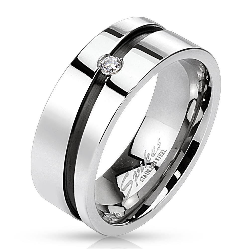 BUNGSA Fingerring Ring diagonaler Unisex Mittelring aus 1-tlg), Damen Edelstahl Silber (Ring, Herren