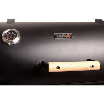 TAINO Smoker YUMA, Smoker und Abdeckhaube, Räucher-Lok, zwei Kammern, kaltgewalzter Stahl