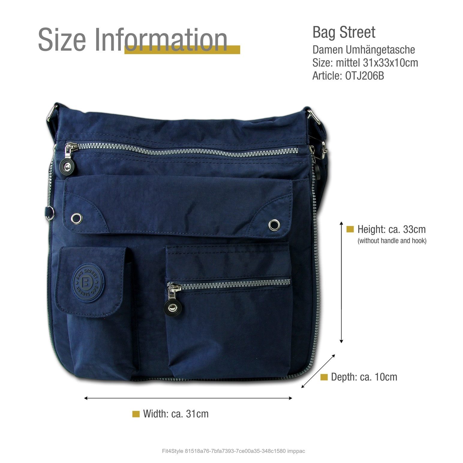 BAG STREET Umhängetasche Bag Street Nylon navy Cross-Body (Umhängetasche), Damen, Jugend Umhängetasche Nylon, blau ca. 31cm x ca. 33cm