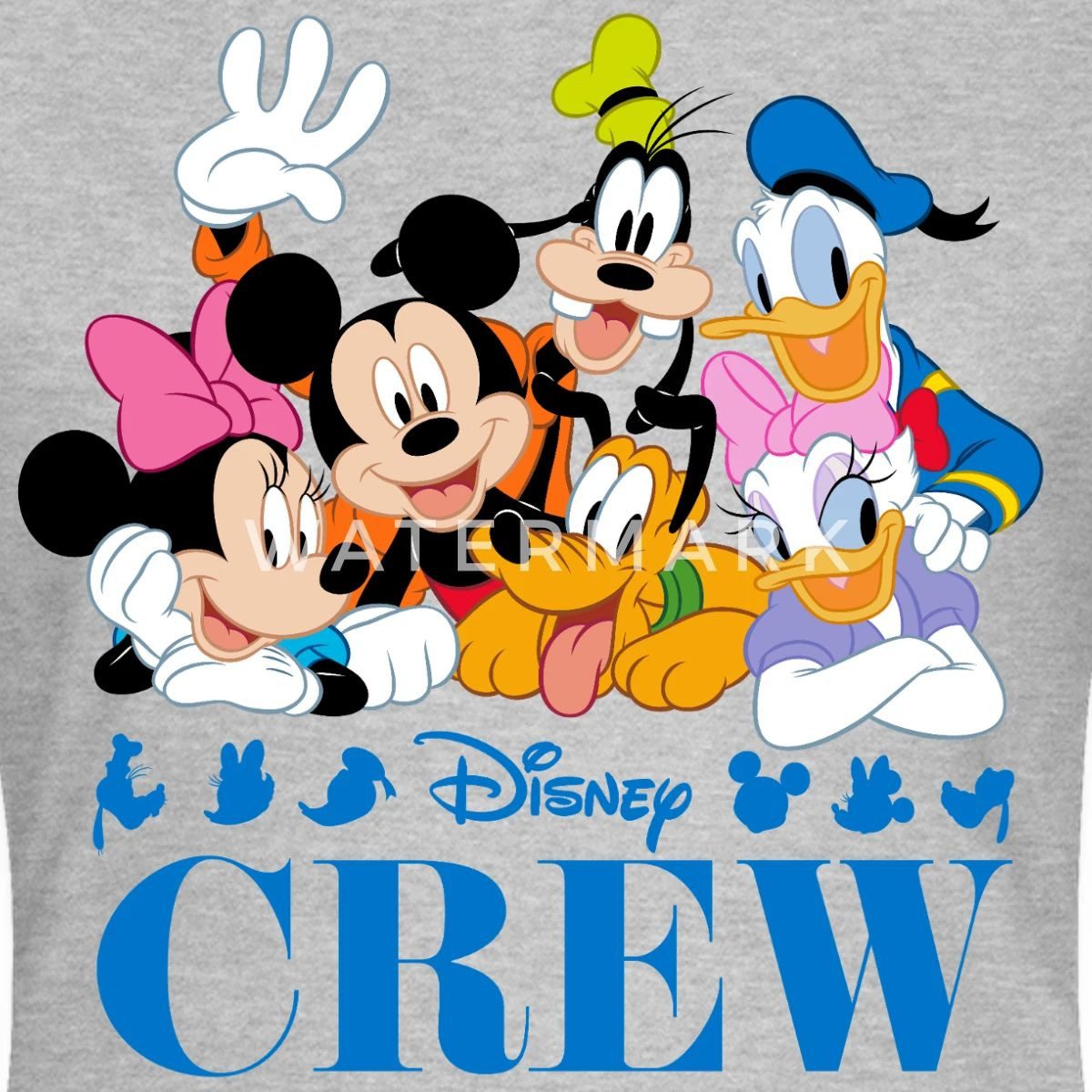 Spreadshirt T-Shirt Mickey & Minnie Pluto Goofy Daisy Donald Crew Frauen T-Shirt (1-tlg) Slim Fit, fällt klein aus