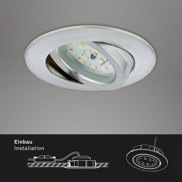 Briloner Leuchten LED Einbauleuchte 7296-039, LED fest verbaut, Warmweiß, Einbauleuchte SET dimmbar schwenkbar IP23 Ø 8,2cm