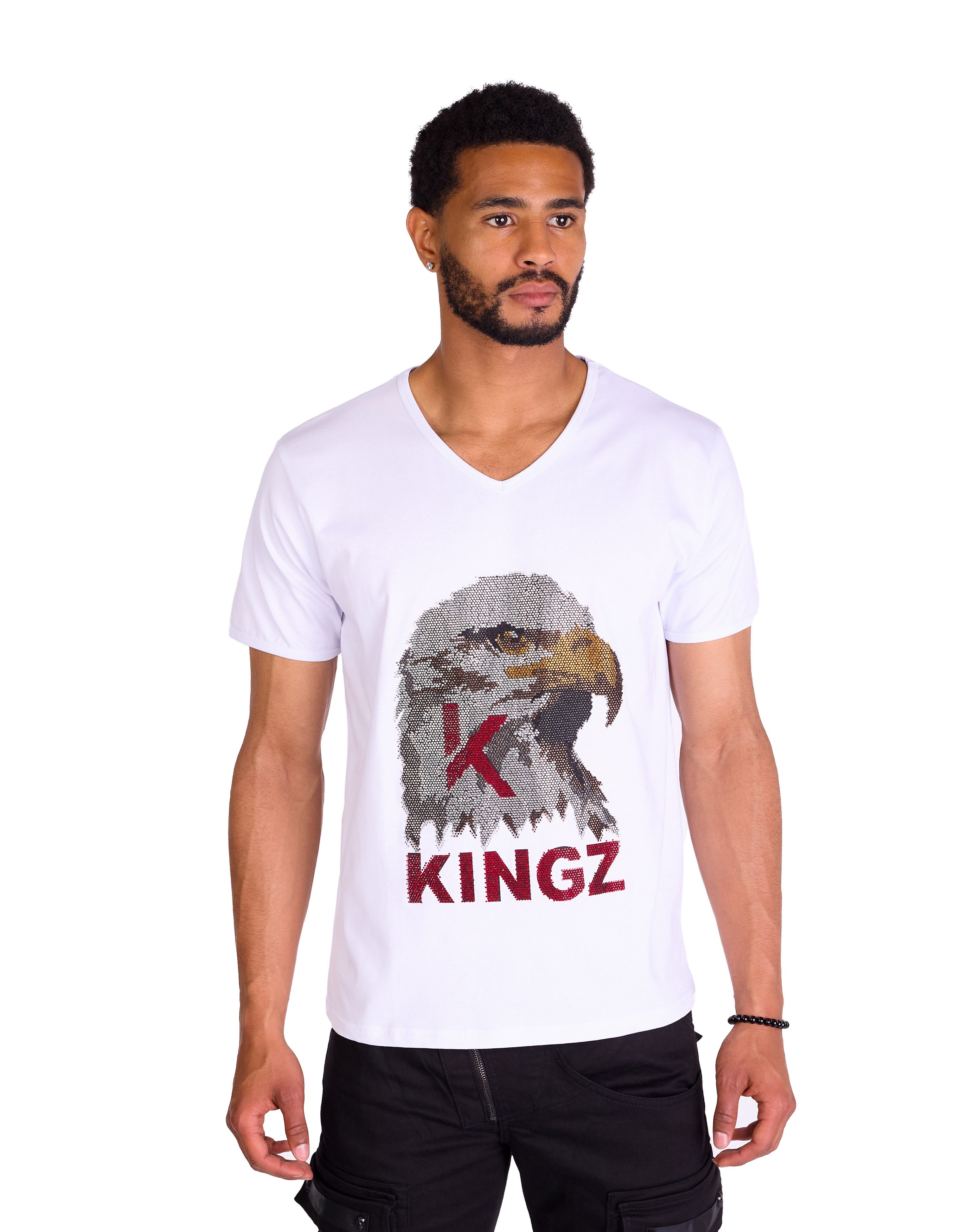 KINGZ T-Shirt Herren T-Shirt mit Adlerkopf in SLIM-FIT