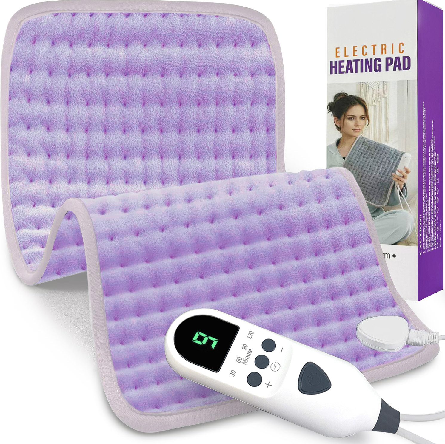 Xruiy Heizkissen mit 9 Heizstufen (25-65°C) & 4 Timer (30-120 Min), Wärmekissen mit Abschaltautomatik, LED Display Maschinenwaschbarer, Kristallflor (30x60 cm) für Rücken, Schulter, Bauch, Nacken