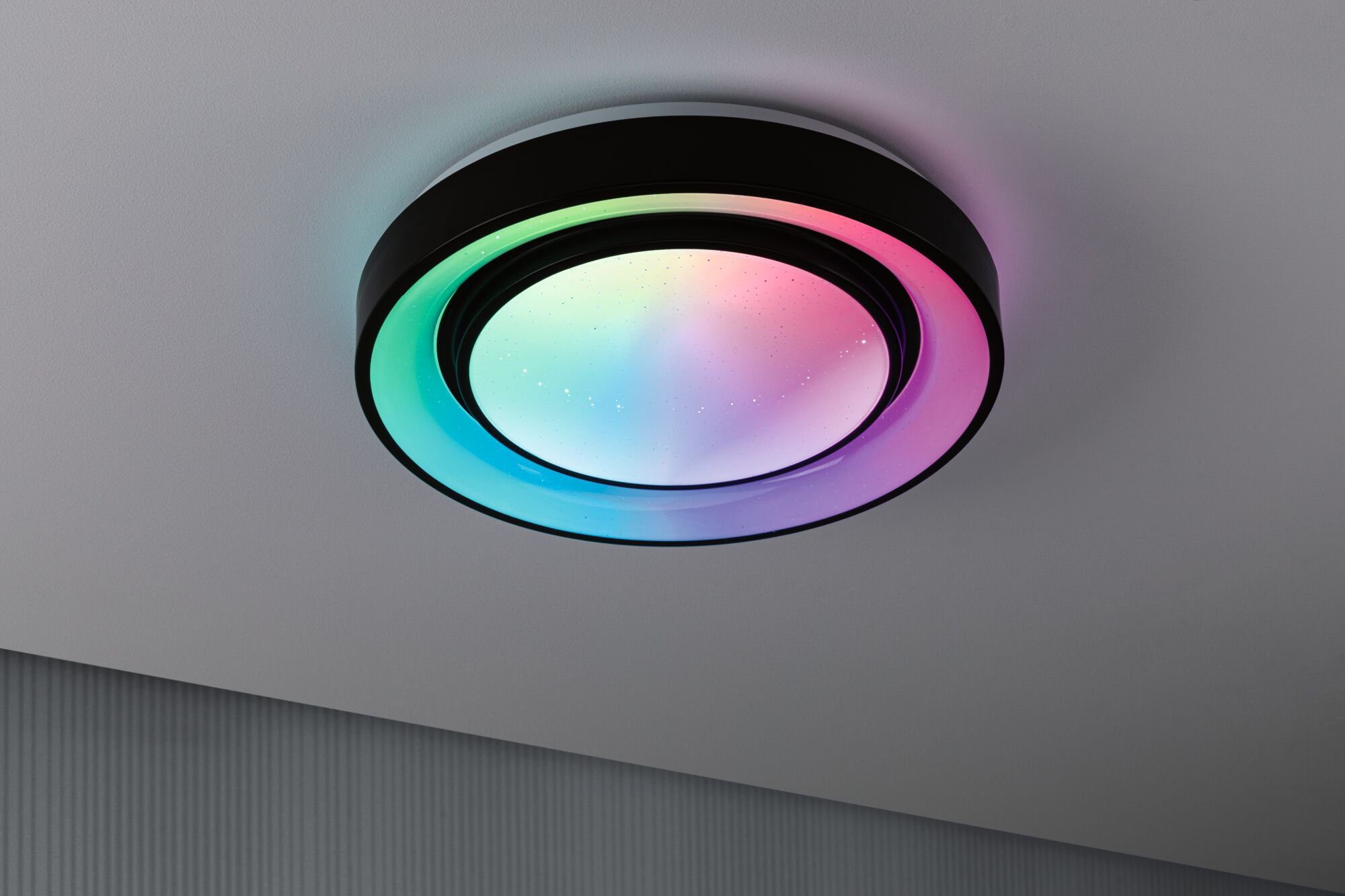 Paulmann LED Rainbow Dynamic Deckenleuchte fest integriert, Weiß/Schwarz LED Tageslichtweiß, 230V, 375mm RGBW 22W TunableWhite