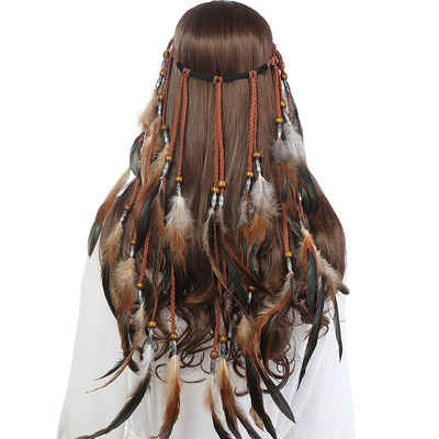 BEARSU Haarband »Feder Kopfschmuck Boho Hippie Stirnband - Fancy Federschmuck Böhmische Kopfbedeckung Quaste für Damen Mädchen Karneval Kopfschmuck«