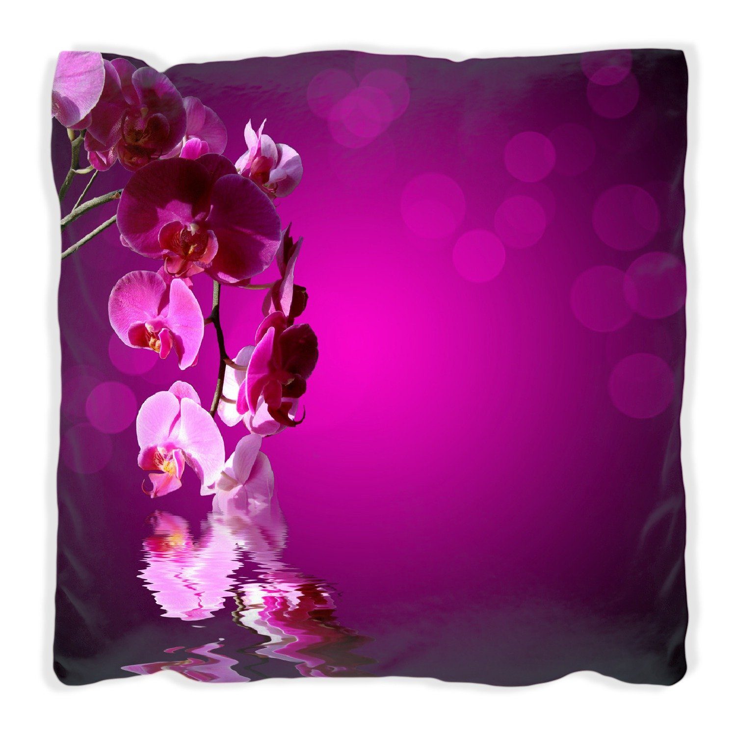 Wallario Dekokissen Rosafarbene Orchidee Blüten in pink, handgenäht