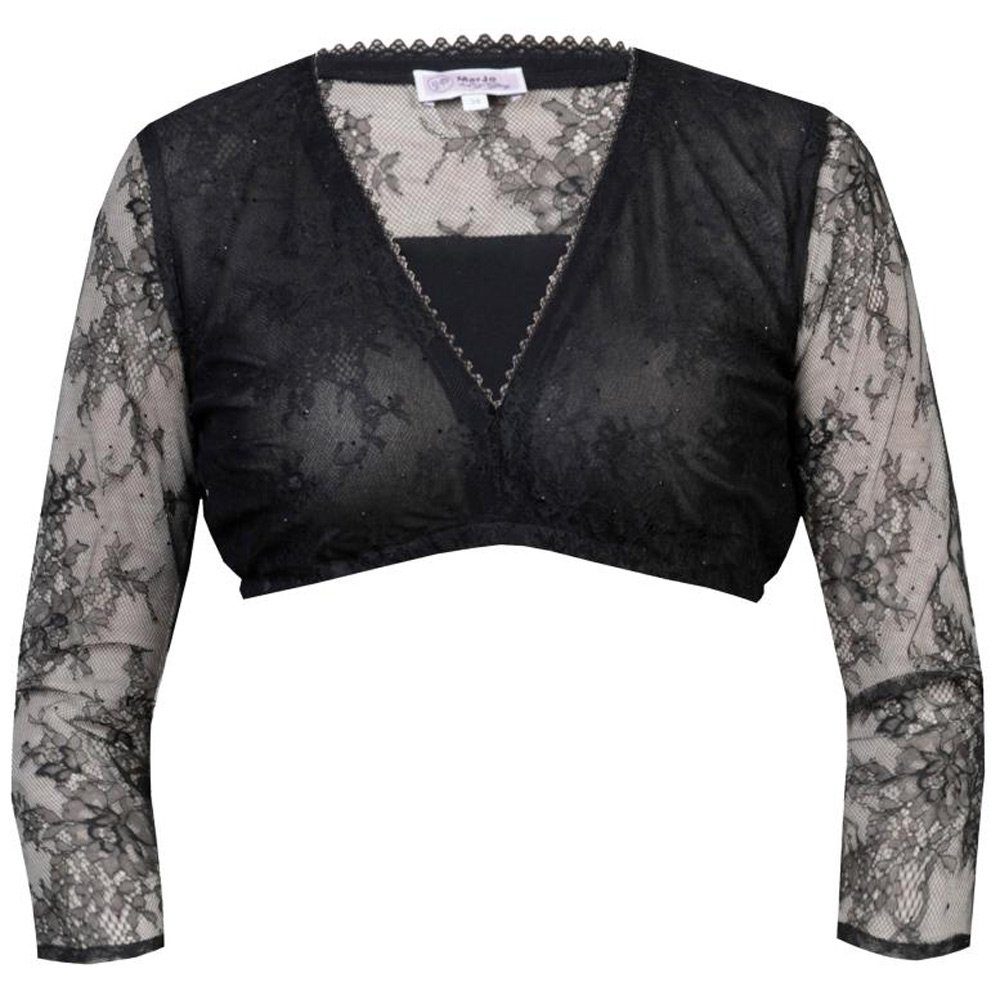 Dirndlbluse Bluse 'Kosima-Doro' Halbarm Spitze, Schwarz