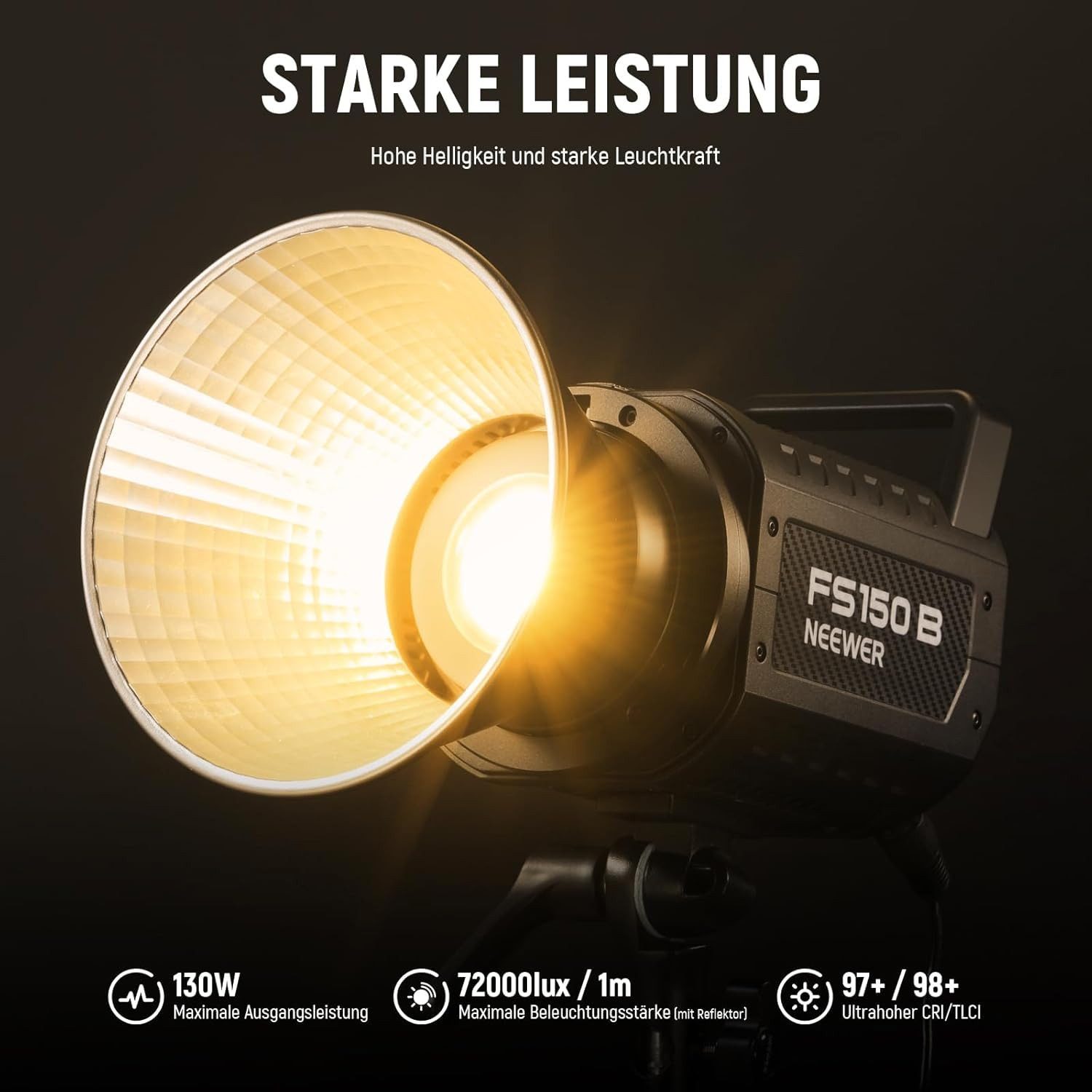 Neewer Videoleuchte FS150B 130W LED Licht CRI97+ 2700K-6500K mit App, Infinity App&2,4G Funksteuerung