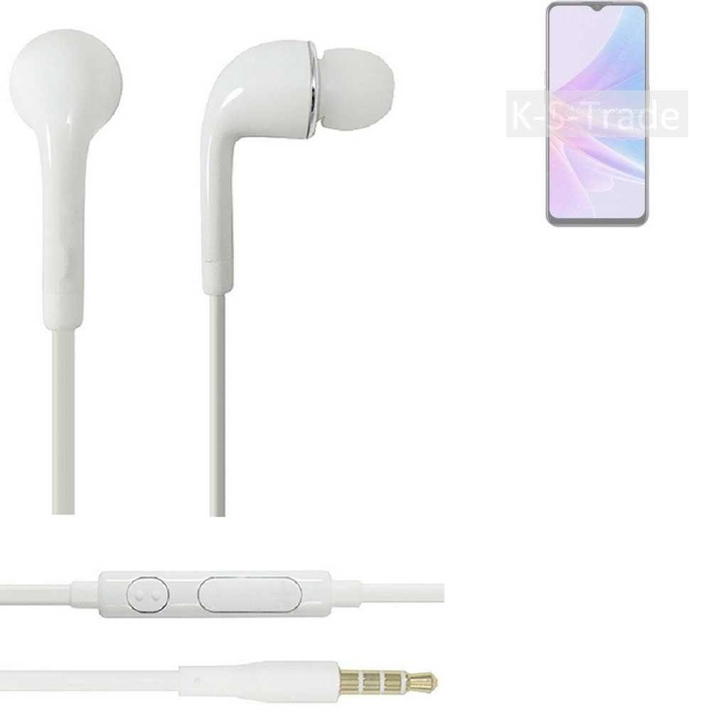 K-S-Trade für Oppo A78 5G In-Ear-Kopfhörer (Kopfhörer Headset mit Mikrofon u Lautstärkeregler weiß 3,5mm)