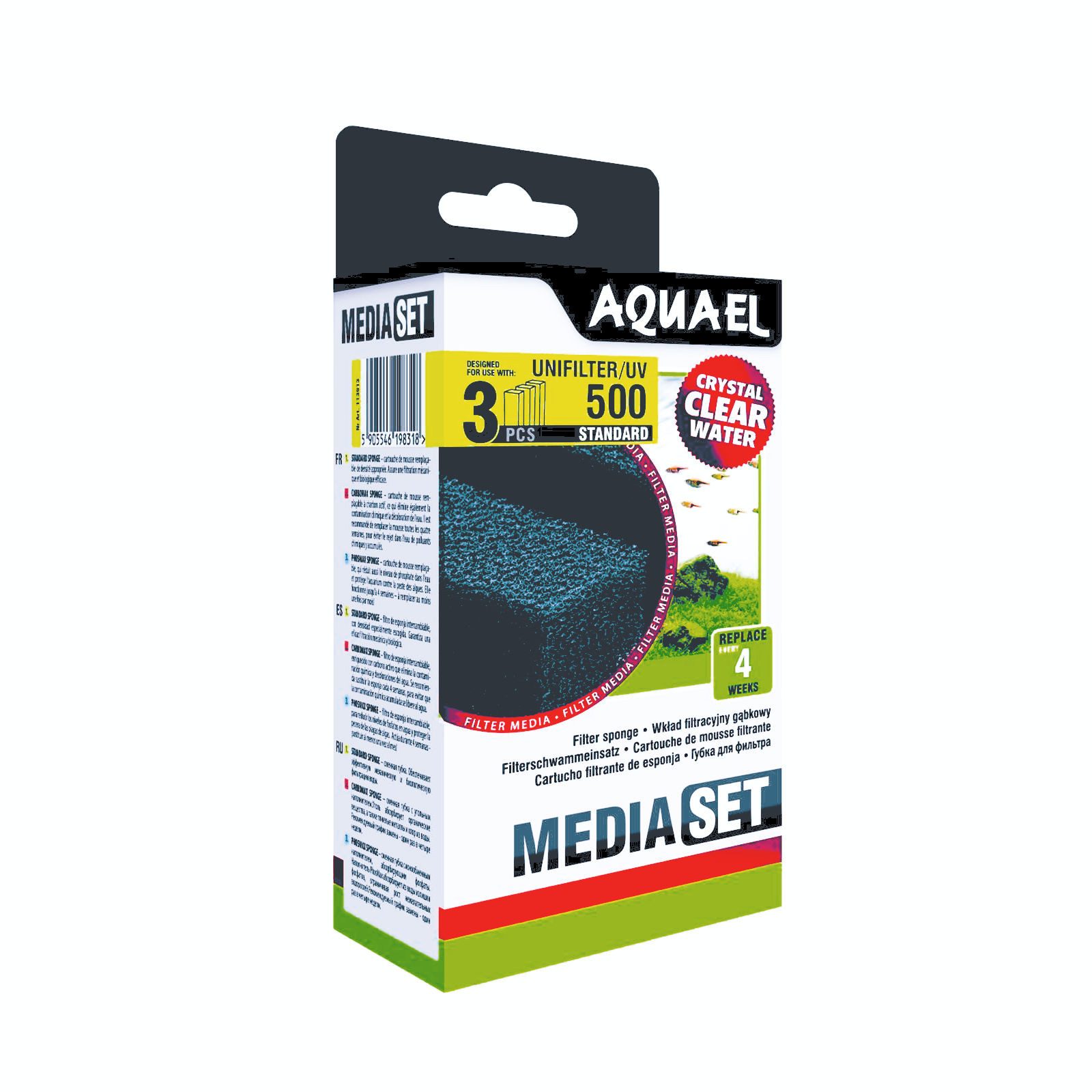 Aquael Aquariumfilter Filterschwamm, für Uni Filter 500 (3 Stück)