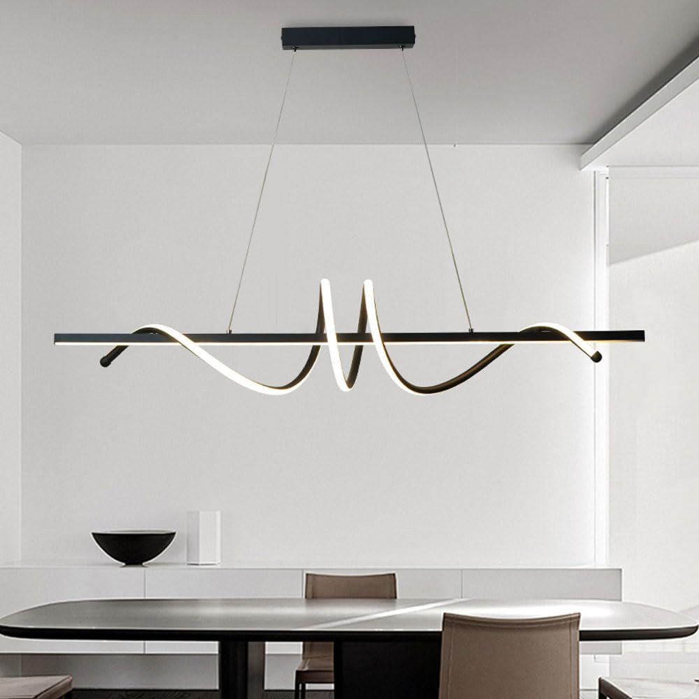 JDONG LED Pendelleuchte 90CM Modernes Spirale Design Hängelampe Schwarz 54W, LED fest integriert, 3000-6500K Farbtemperatur Höhenverstellbar Kronleuchter Dimmba – Bild 4 von 5