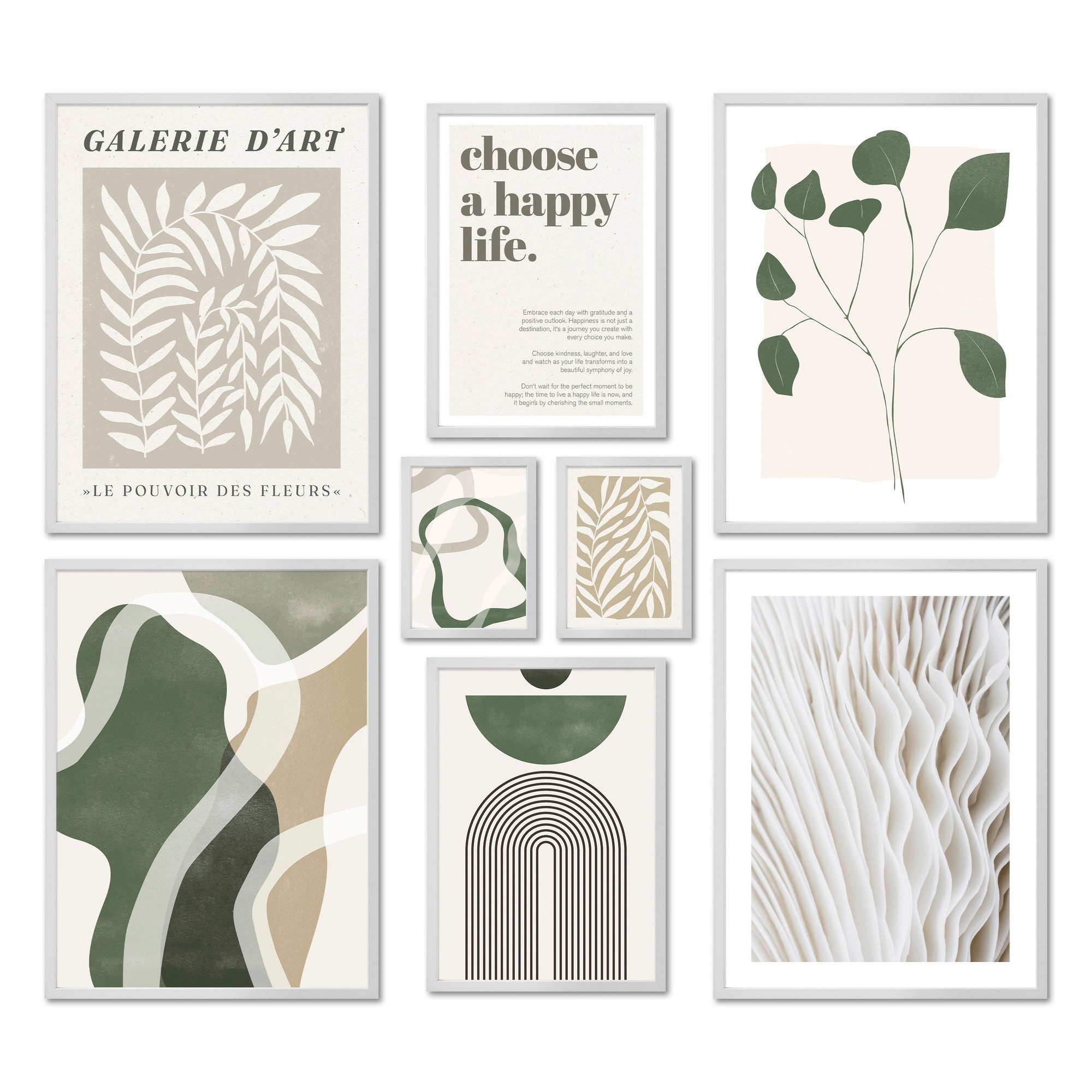 Bilder-Collage Poster Set - GREEN MID CENTURY - Deko Wandbilder mid century, grün, be