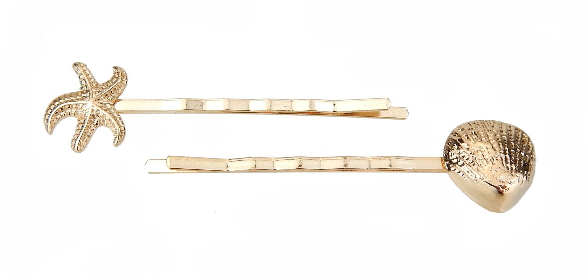 Ella Jonte Haarklemme, 2er Set maritime Trend Haarklemmen gold Muschel Seestern