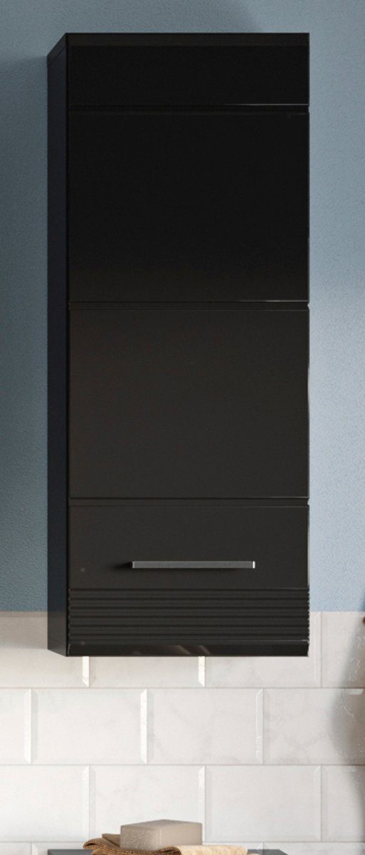 xonox.home Hängeschrank Linus (Badschrank in schwarz, 30 x 77 cm) Hochglanz, 3 Fächer