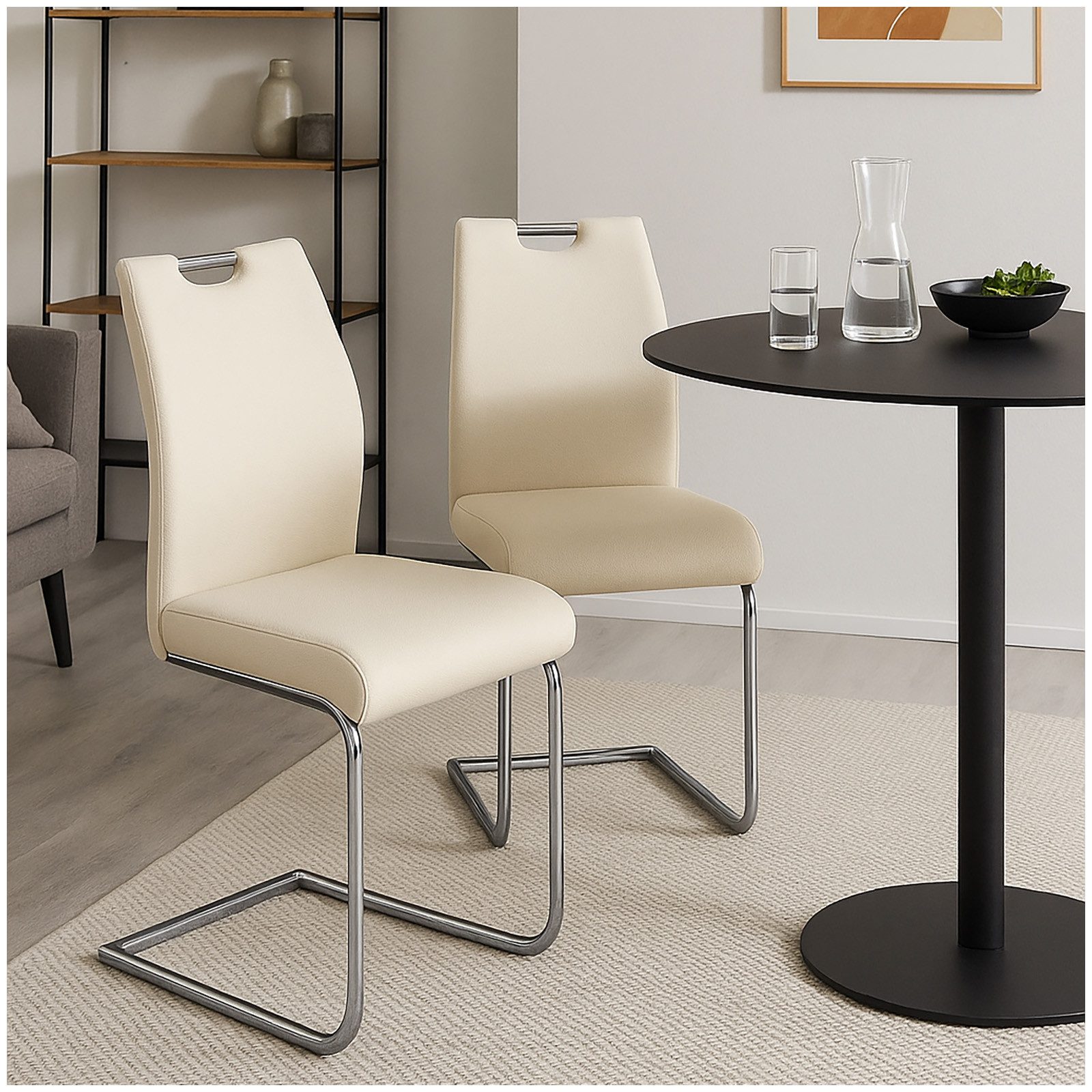 HTI-Living Esszimmerstuhl Esszimmerstuhl 2er Set Cremeweiß Nelly (Set, 2 St), Schwingstuhl Wartezimmerstuhl