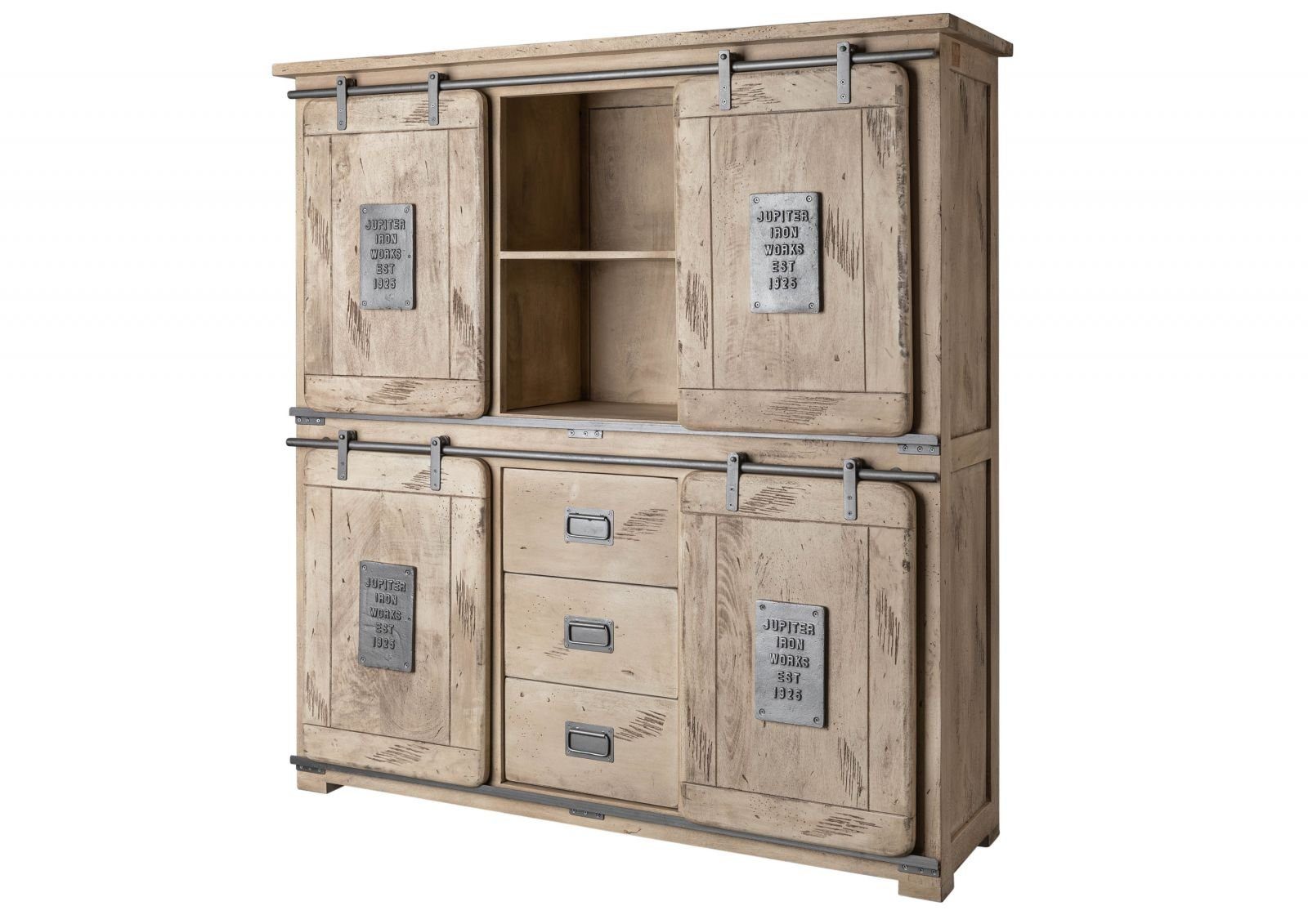 Massivmoebel24 Highboard (Highboard Mango 150x45x160 whitewash günstig online kaufen