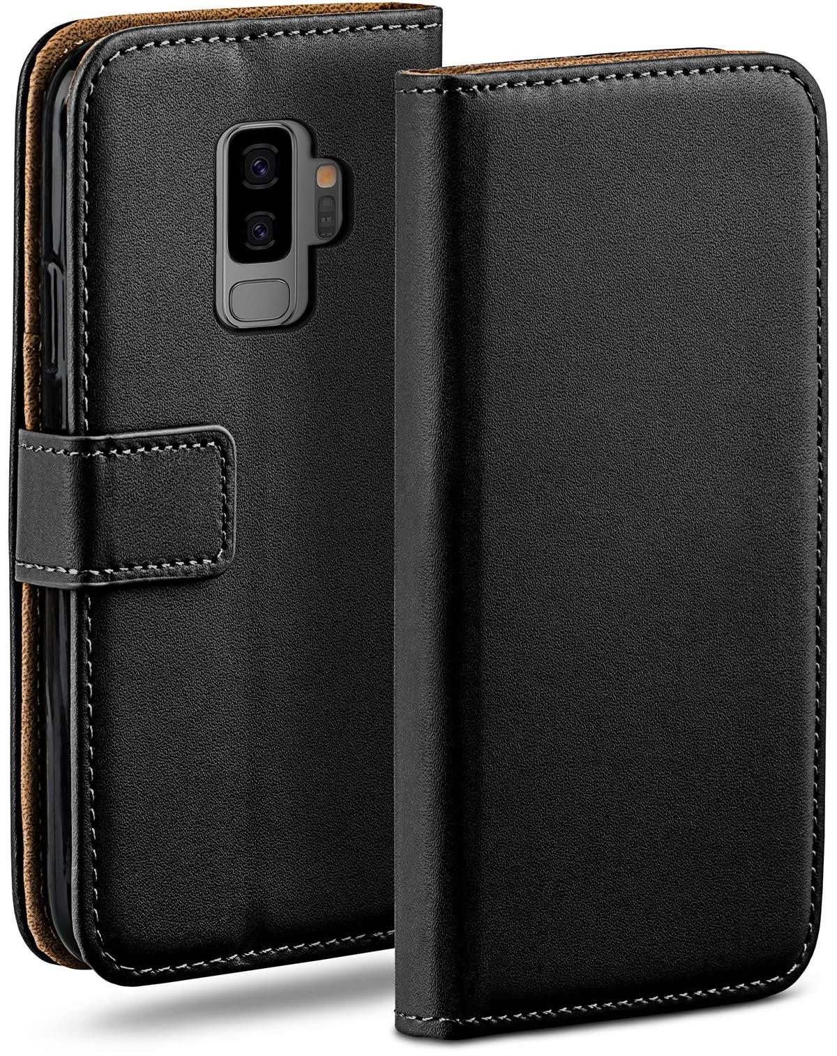 moex Handyhülle für Samsung Galaxy S9 Plus Hülle Klappbar Book Case Schwarz 6,2 Zoll, Klapphülle Kartenfach Flip Cover Handytasche Leder Optik Schutzhülle