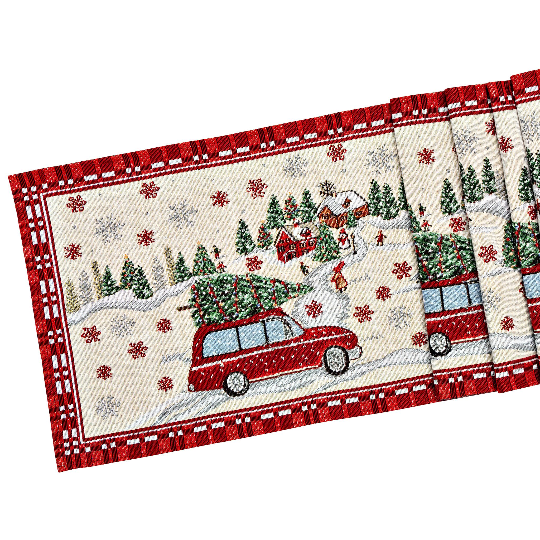 matches21 HOME & HOBBY Tischdecke Retro Weihnachtstischläufer Auto 183 x 33 günstig online kaufen