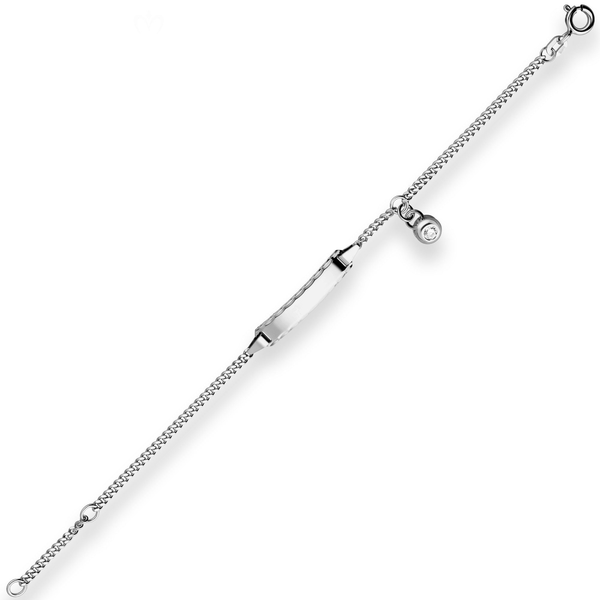Schmuck Krone Panzerarmband 2,1mm Id-Armband Panzerkette aus 925 Silber rhodiniert 16cm, Silber 925