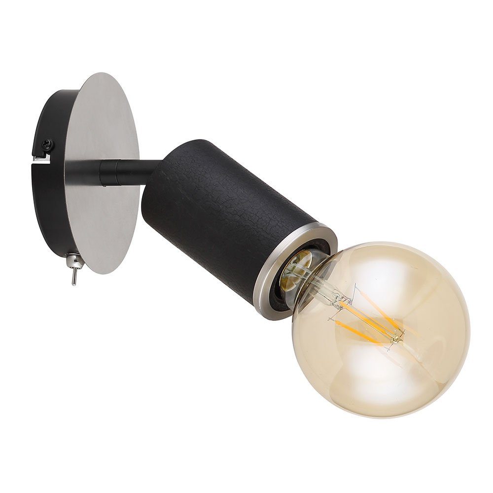 GLOBO LIGHTING Wandleuchte, Leuchtmittel nicht inklusive, Spotstrahler Wandleuchte beweglich Spotlampe Holz nickel matt