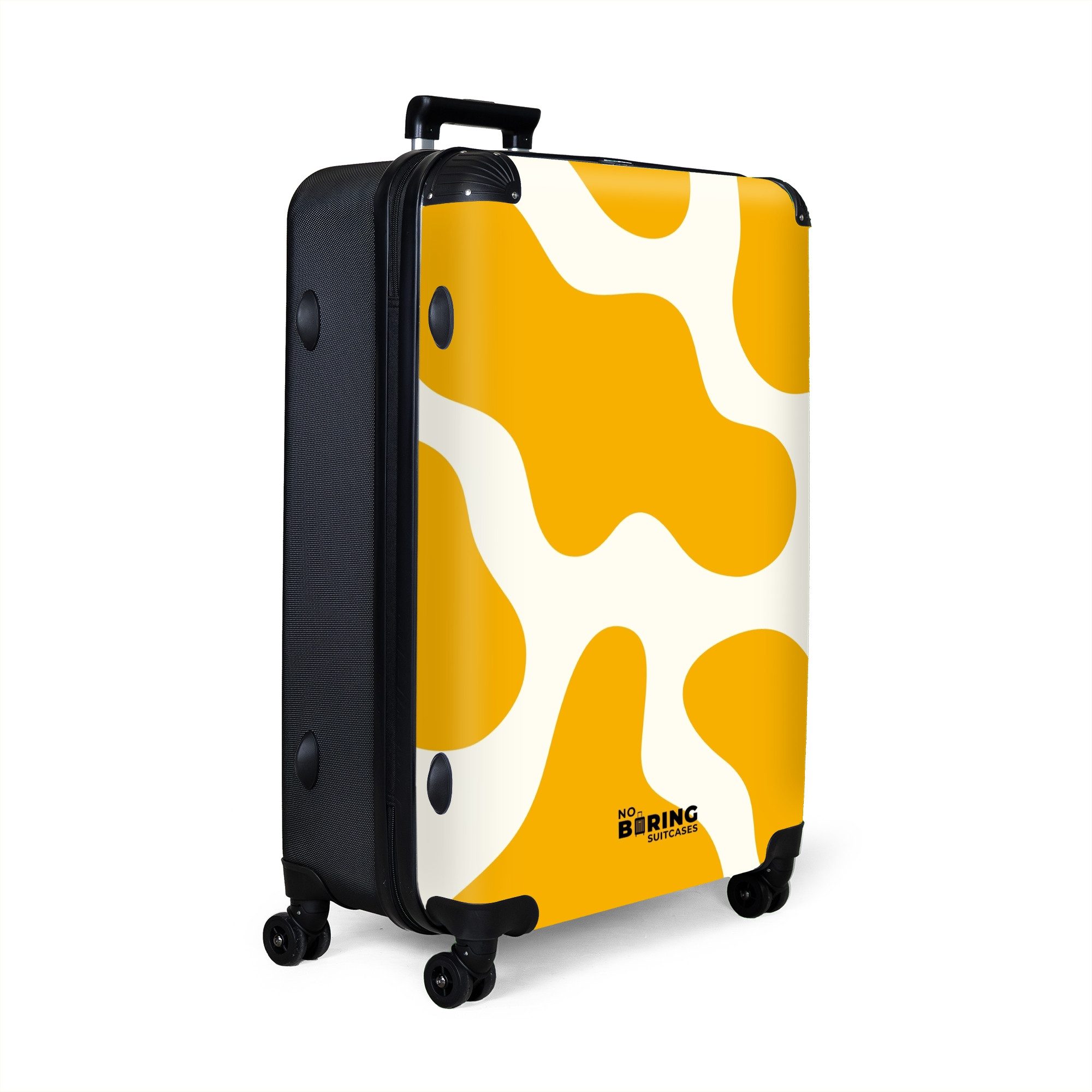 NoBoringSuitcases.com© Hartschalen-Trolley Weiß mit gelben Flecken günstig online kaufen