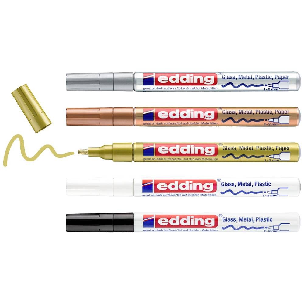 edding Lackmarker 751 Glanzlackmarker -, gold,kupfer - 5er Set Lackmarker 4-751-5-999